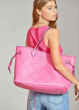 BOLSO SHOPPER ACOLCHADO CON MONOGRAMA INTEGRAL FUCSIA FLUOR