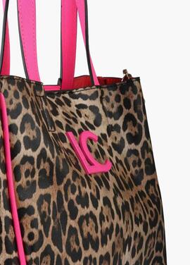 BOLSO BANDOLERA ANIMAL PRINT CON DETALLES FUCSIA FLUOR