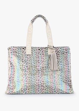 BOLSO SHOPPER EN ANIMAL PRINT METALIZADO MULTICOLOR