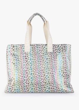 BOLSO SHOPPER EN ANIMAL PRINT METALIZADO MULTICOLOR