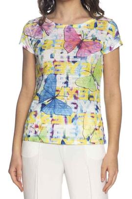 CAMISETA SEMITRANSPARENTE BLANCA MULTICOLOR