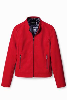 CHAQUETA ECOPIEL EFECTO ANTE DETROIT ROJA