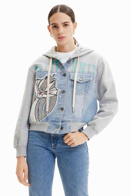 SUDADERA TRUCKER BUGS BUNNY LOOSE FIT GRIS VIGORE