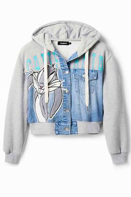 SUDADERA TRUCKER BUGS BUNNY LOOSE FIT GRIS VIGORE