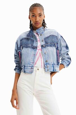 CHAQUETA VAQUERA PINK PANTHER OVERSIZE FIT EN DENIM AZUL