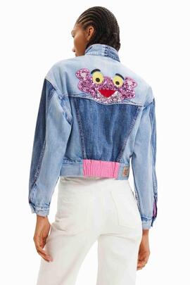 CHAQUETA VAQUERA PINK PANTHER OVERSIZE FIT EN DENIM AZUL