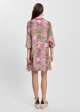 KURTA CON ESTAMPADO DE LEOPARDO Y FLORAL