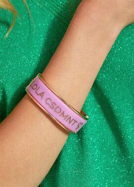 PULSERA RÍGIDA BICOLOR ROSA Y AMBAR