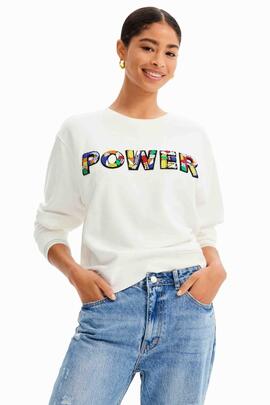 SUDADERA PARCHE POWER BLANCA