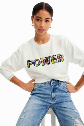 SUDADERA PARCHE POWER BLANCA