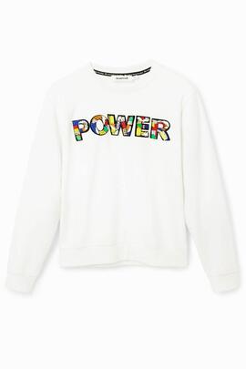 SUDADERA PARCHE POWER BLANCA