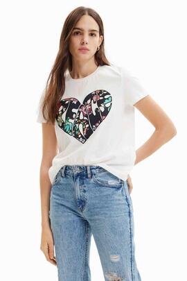 CAMISETA CORAZÓN PEACE BLANCA