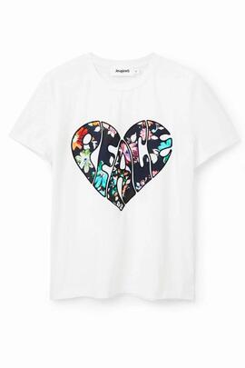 CAMISETA CORAZÓN PEACE BLANCA