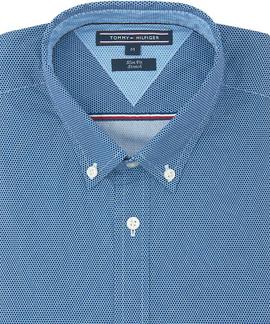 SLIM STRETCH HEXAGON PRINT SHIRT SLIM FIT ST. BLUE