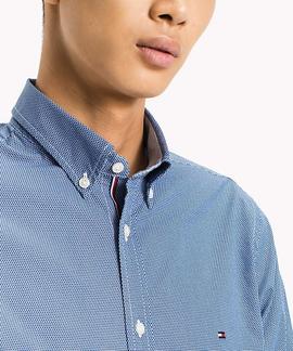 SLIM STRETCH HEXAGON PRINT SHIRT SLIM FIT ST. BLUE