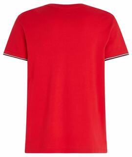 CAMISETA PIQUÉ TIPPING SLIM FIT ROJA