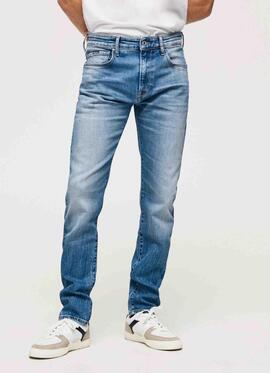 PANTALÓN VAQUERO CRANE SLIM TAPER MM5 POWERFLEX DENIM AZUL