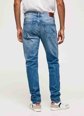 PANTALÓN VAQUERO CRANE SLIM TAPER MM5 POWERFLEX DENIM AZUL