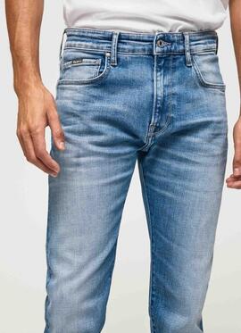 PANTALÓN VAQUERO CRANE SLIM TAPER MM5 POWERFLEX DENIM AZUL