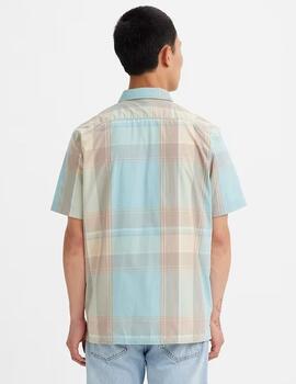 CAMISA MANGA CORTA SUNSET CAMP RELAXED FIT CUADROS TURQUESA