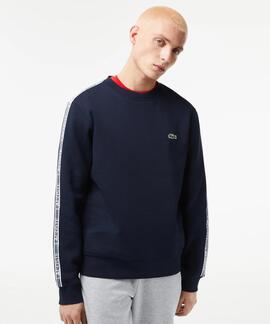 SUDADERA LACOSTE REGULAR FIT AZUL MARINO CON CINTA DEPORTIVA