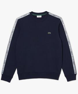 SUDADERA LACOSTE REGULAR FIT AZUL MARINO CON CINTA DEPORTIVA