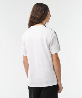 CAMISETA LACOSTE REGULAR FIT BLANCA CON CINTA DEPORTIVA