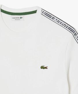 CAMISETA LACOSTE REGULAR FIT BLANCA CON CINTA DEPORTIVA