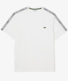 CAMISETA LACOSTE REGULAR FIT BLANCA CON CINTA DEPORTIVA