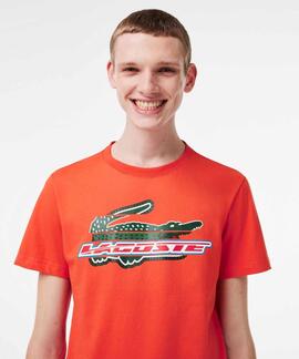 CAMISETA LACOSTE SPORT REGULAR FIT NARANJA