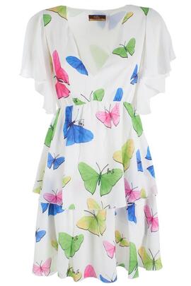 VESTIDO BLANCO ESTAMPADO CON MARIPOSAS FLUOR