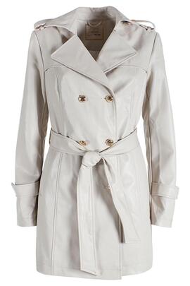 TRENCH DE ECOPIEL BEIGE CON TEXTURA GRABADA