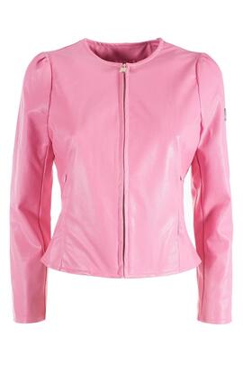 CHAQUETA DE ECOPIEL ROSA CON TEXTURA GRABADA