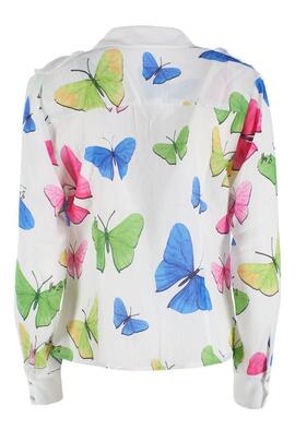 BLUSA BLANCA ESTAMPADA CON MARIPOSAS FLUOR