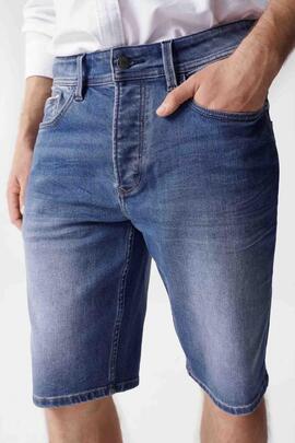 PANTALÓN CORTO VAQUERO AZUL REGULAR FIT SOFT DENIM