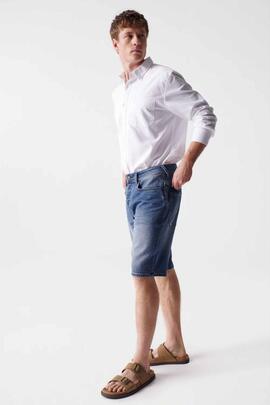 PANTALÓN CORTO VAQUERO AZUL REGULAR FIT SOFT DENIM