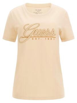 CAMISETA GUESS SCRIPT TEE BEIGE