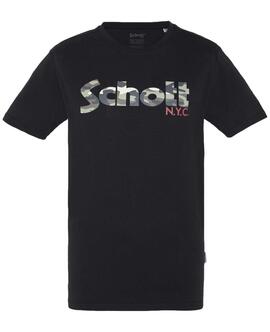 CAMISETA MANGA CORTA SCHOTT TS LOGO NEGRA CON LOGO CAMO