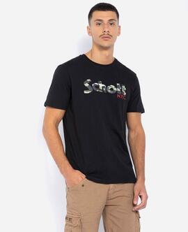 CAMISETA MANGA CORTA SCHOTT TS LOGO NEGRA CON LOGO CAMO