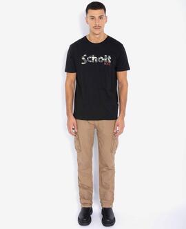 CAMISETA MANGA CORTA SCHOTT TS LOGO NEGRA CON LOGO CAMO