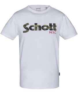 CAMISETA MANGA CORTA SCHOTT TS LOGO BLANCA CON LOGO CAMO