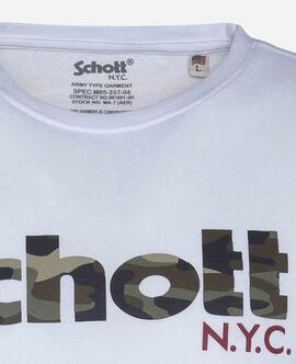 CAMISETA MANGA CORTA SCHOTT TS LOGO BLANCA CON LOGO CAMO