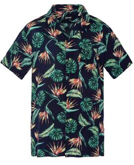 CAMISA MANGA CORTA SH RIVERA CON ESTAMPADO TROPICAL