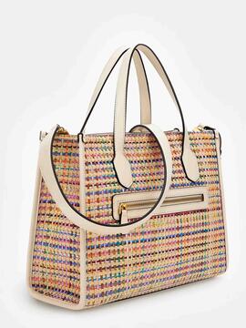 BOLSO DE MANO SILVANA BEIGE MULTICOLOR