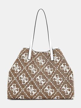 BOLSO SHOPPER VIKKY LARGE TOTE LOGO 4G CAMEL Y BLANCO