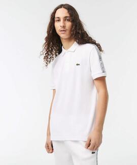 POLO LACOSTE REGULAR FIT BLANCO CON CINTA DEPORTIVA