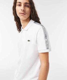 POLO LACOSTE REGULAR FIT BLANCO CON CINTA DEPORTIVA