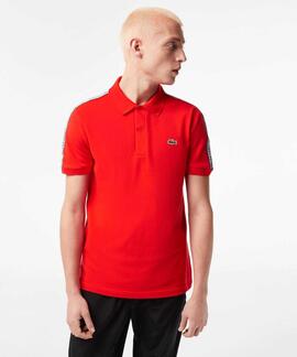 POLO LACOSTE REGULAR FIT ROJO CON CINTA DEPORTIVA