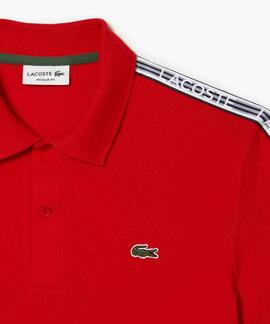 POLO LACOSTE REGULAR FIT ROJO CON CINTA DEPORTIVA