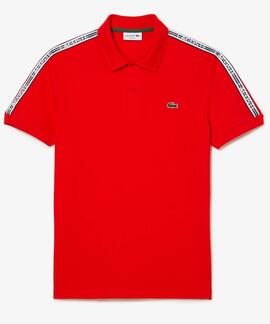 POLO LACOSTE REGULAR FIT ROJO CON CINTA DEPORTIVA